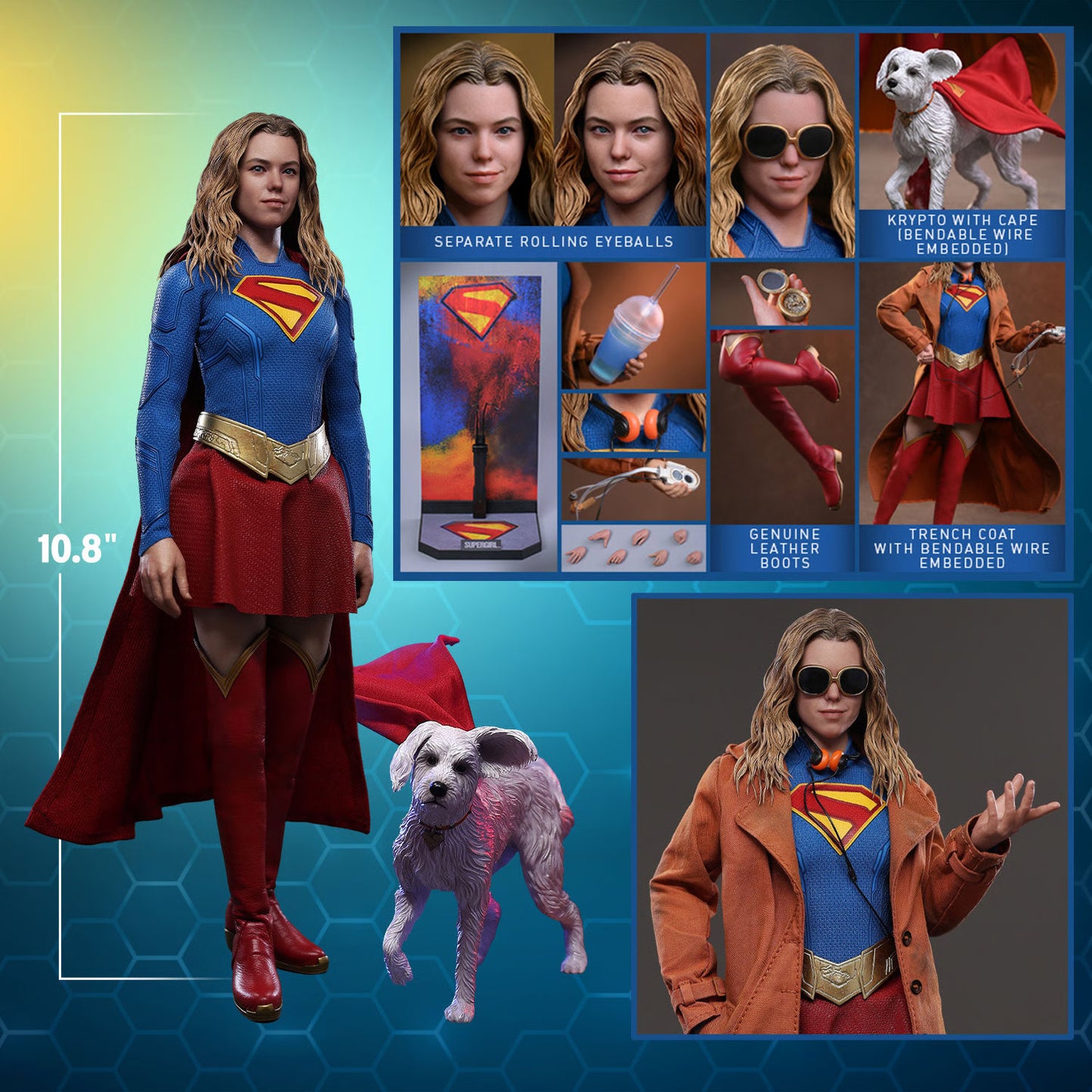 (PREVENTA) Hot Toys Supergirl & Krypto Movie Masterpiece Fully Poseable Figure